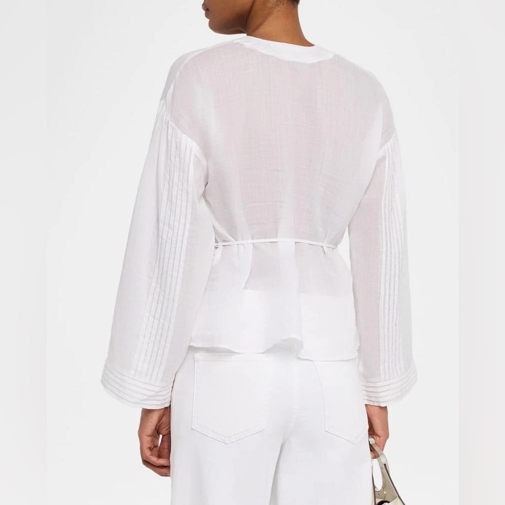NWT Rag & Bone Viviana V-Neck Button Front Ramie White Blouse Sz L - Picture 3 of 15